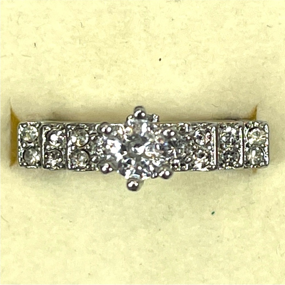 New Sterling silver white sapphire engagement ring size 6.25